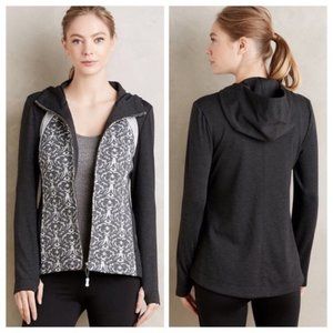 ANTHROPOLOGIE Scrollwork Knit Jacket Hoodie Sweatshirt Grey Pure + Good NEW